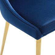 Modern accent performance velvet dining chair in navy additional photo 3 of 6
