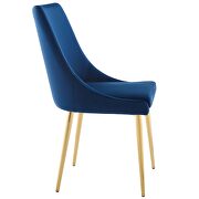 Modern accent performance velvet dining chair in navy additional photo 4 of 6
