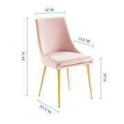 Modern accent performance velvet dining chair in pink additional photo 2 of 8