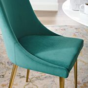 Modern accent performance velvet dining chair in teal additional photo 2 of 6