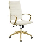 Stainless steel highback office chair in gold white by Modway additional picture 5