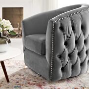 Swivel performance velvet armchair in gray additional photo 2 of 5
