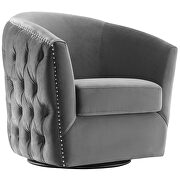 Swivel performance velvet armchair in gray additional photo 4 of 5