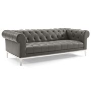 Tufted button upholstered leather chesterfield sofa in gray additional photo 2 of 5