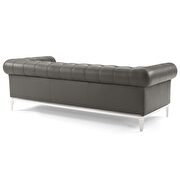 Tufted button upholstered leather chesterfield sofa in gray additional photo 4 of 5