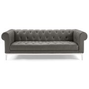 Tufted button upholstered leather chesterfield sofa in gray additional photo 5 of 5