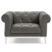 Tufted button upholstered leather chesterfield chair in gray additional photo 5 of 6