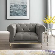 Tufted button upholstered leather chesterfield chair in gray by Modway additional picture 7