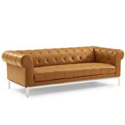 Tufted button upholstered leather chesterfield sofa in tan additional photo 2 of 5
