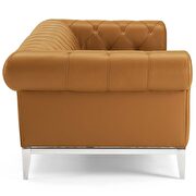Tufted button upholstered leather chesterfield sofa in tan additional photo 3 of 5