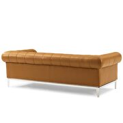 Tufted button upholstered leather chesterfield sofa in tan additional photo 4 of 5