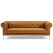 Tufted button upholstered leather chesterfield sofa in tan by Modway additional picture 5