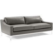 Stainless steel base leather sofa in gray additional photo 2 of 7