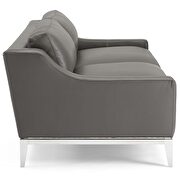 Stainless steel base leather sofa in gray additional photo 3 of 7