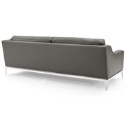 Stainless steel base leather sofa in gray additional photo 4 of 7