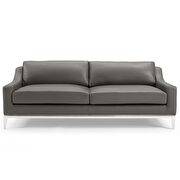 Stainless steel base leather sofa in gray additional photo 5 of 7