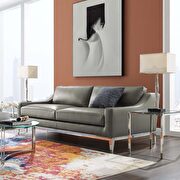 Stainless steel base leather sofa in gray by Modway additional picture 8