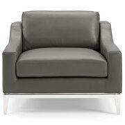 Stainless steel base leather chair in gray by Modway additional picture 2