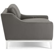 Stainless steel base leather chair in gray additional photo 3 of 5