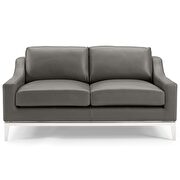 Stainless steel base leather loveseat in gray additional photo 2 of 5