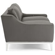 Stainless steel base leather loveseat in gray additional photo 3 of 5