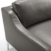 Stainless steel base leather loveseat in gray additional photo 5 of 5