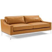 Stainless steel base leather sofa in tan additional photo 2 of 7