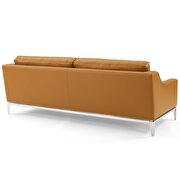 Stainless steel base leather sofa in tan additional photo 4 of 7