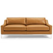 Stainless steel base leather sofa in tan additional photo 5 of 7
