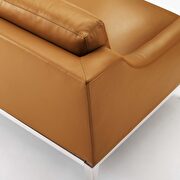 Stainless steel base leather sofa in tan by Modway additional picture 8