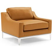 Stainless steel base leather chair in tan additional photo 2 of 7