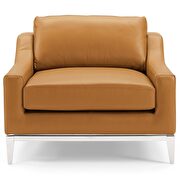 Stainless steel base leather chair in tan additional photo 5 of 7