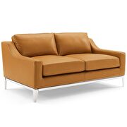 Stainless steel base leather loveseat in tan by Modway additional picture 2