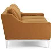 Stainless steel base leather loveseat in tan additional photo 3 of 6