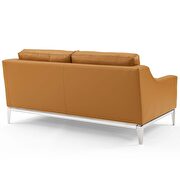 Stainless steel base leather loveseat in tan additional photo 4 of 6