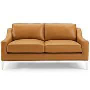 Stainless steel base leather loveseat in tan additional photo 5 of 6