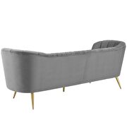 Vertical channel tufted curved performance velvet sofa in gray additional photo 4 of 6