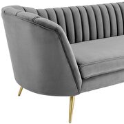 Vertical channel tufted curved performance velvet sofa in gray additional photo 5 of 6
