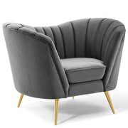 Vertical channel tufted curved performance velvet chair in gray additional photo 2 of 7