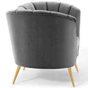 Vertical channel tufted curved performance velvet chair in gray additional photo 3 of 7