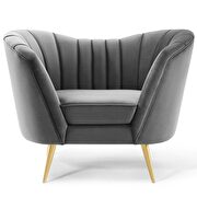 Vertical channel tufted curved performance velvet chair in gray additional photo 5 of 7