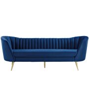 Vertical channel tufted curved performance velvet sofa in navy by Modway additional picture 2