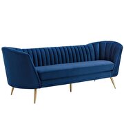 Vertical channel tufted curved performance velvet sofa in navy additional photo 3 of 5