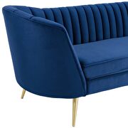 Vertical channel tufted curved performance velvet sofa in navy additional photo 5 of 5