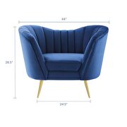 Vertical channel tufted curved performance velvet chair in navy by Modway additional picture 6