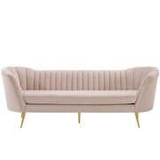 Vertical channel tufted curved performance velvet sofa in pink additional photo 2 of 5