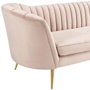 Vertical channel tufted curved performance velvet sofa in pink additional photo 5 of 5