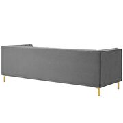 Channel tufted performance velvet sofa in gray additional photo 4 of 6