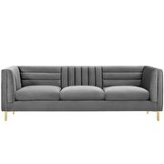 Channel tufted performance velvet sofa in gray by Modway additional picture 6