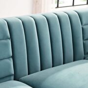 Channel tufted performance velvet sofa in light blue additional photo 3 of 6